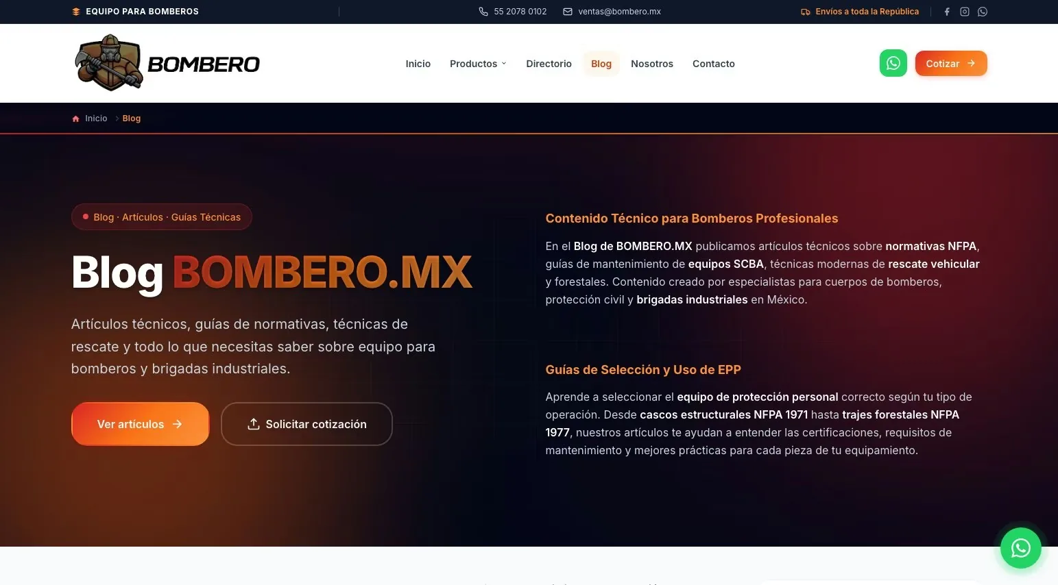 Blog técnico de BOMBERO.MX — técnicas de rescate y normativa NFPA