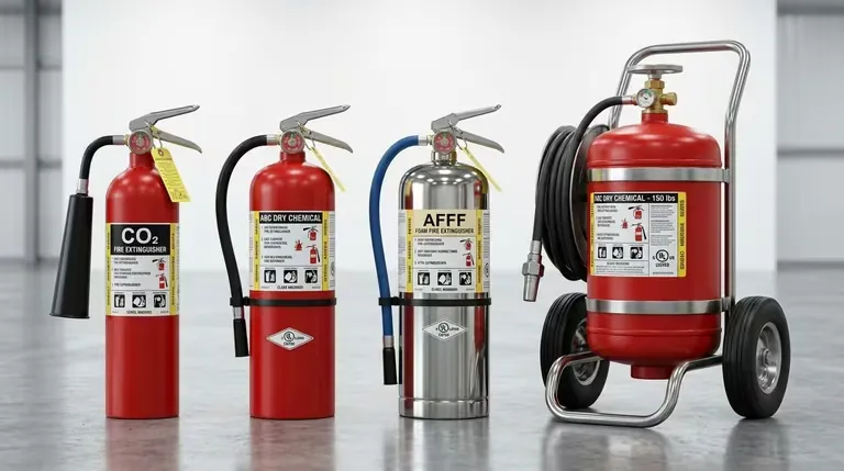 Extintores contra incendios certificados listos para distribución