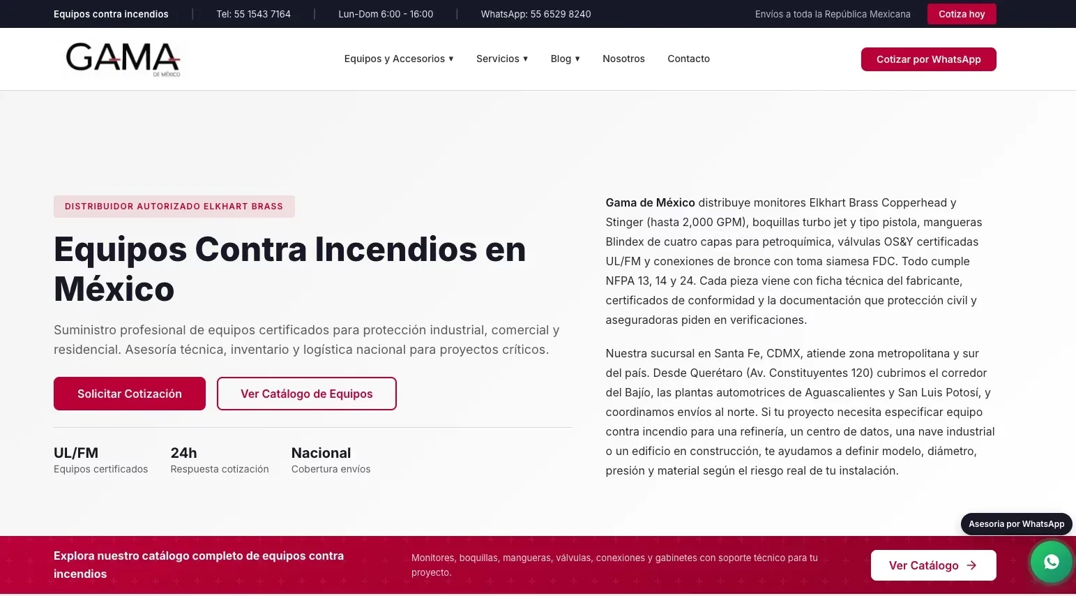 Home de gamademexico.com — distribuidor autorizado Elkhart Brass en México