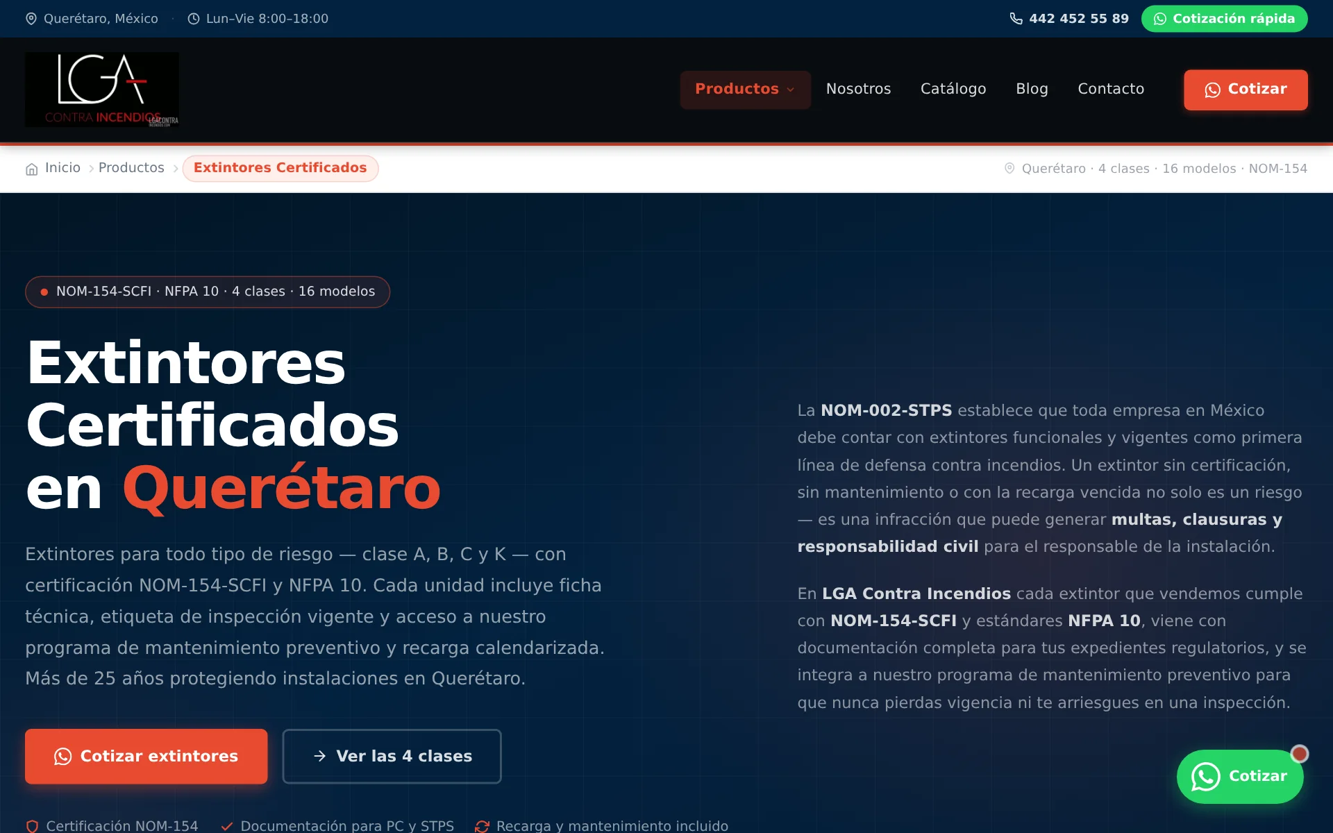 Tienda en línea de extintores certificados — LGA Contra Incendios