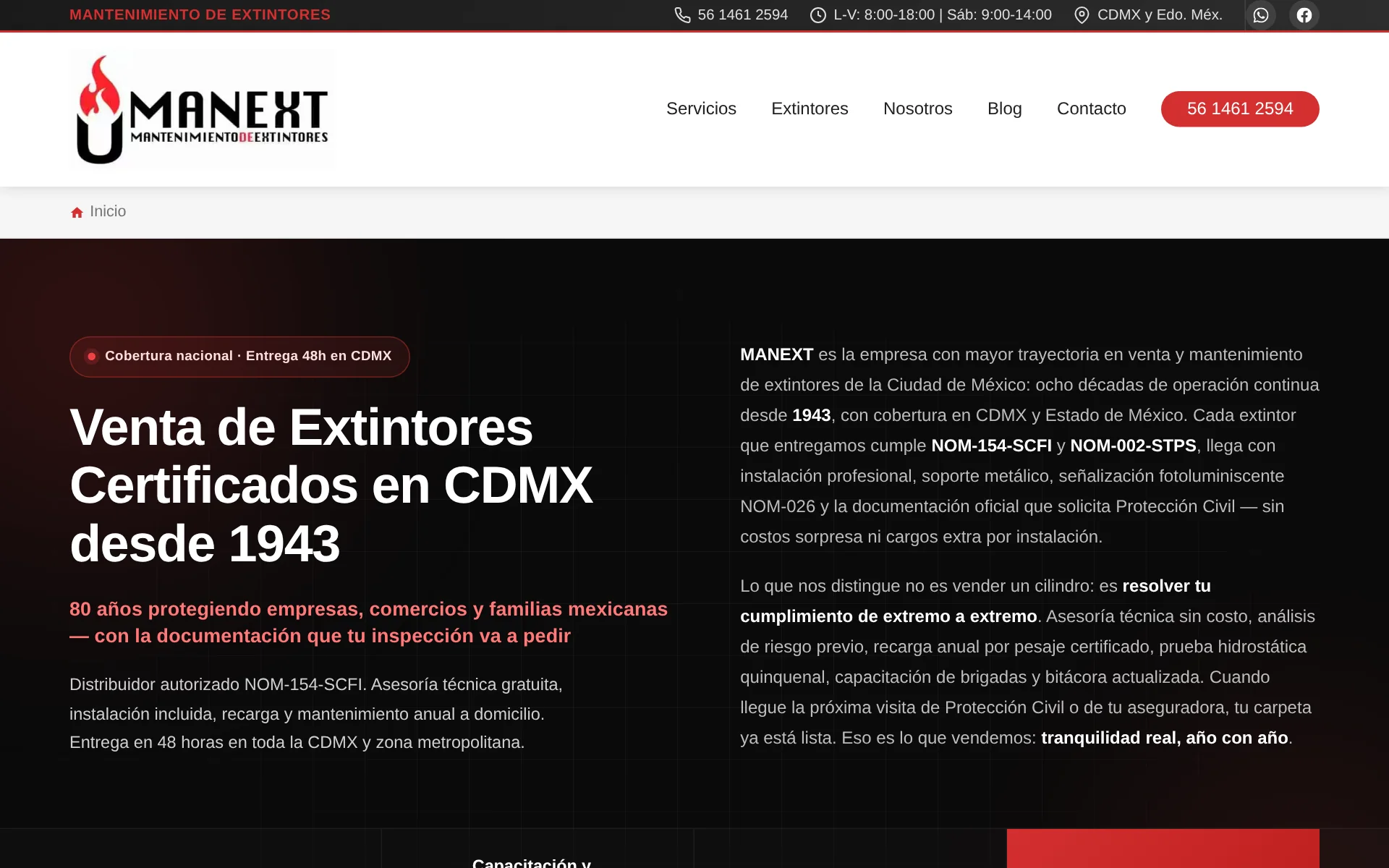 Home de mantenimientodeextintores.mx — MANEXT, servicio de extintores NOM