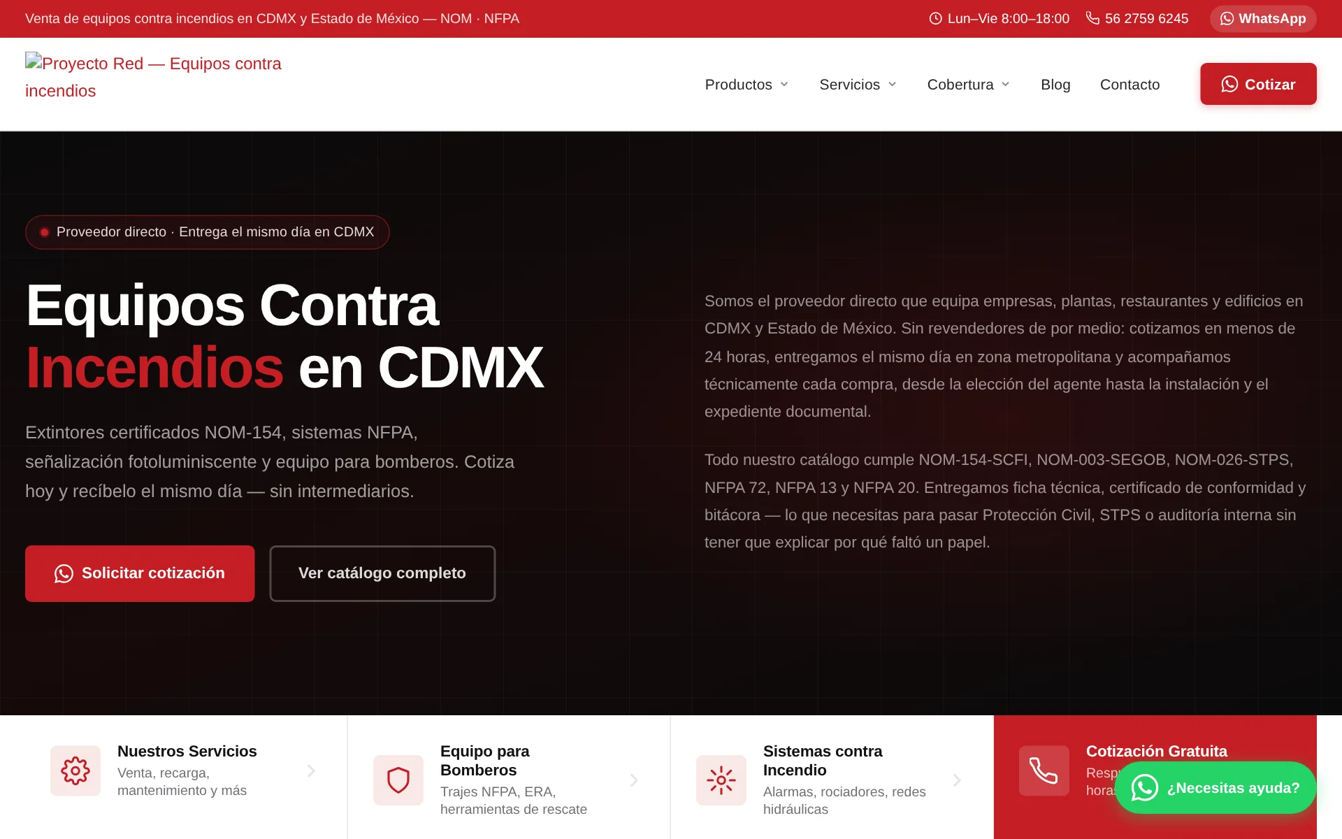 Home de proyectored.com.mx — sistemas de protección contra incendios