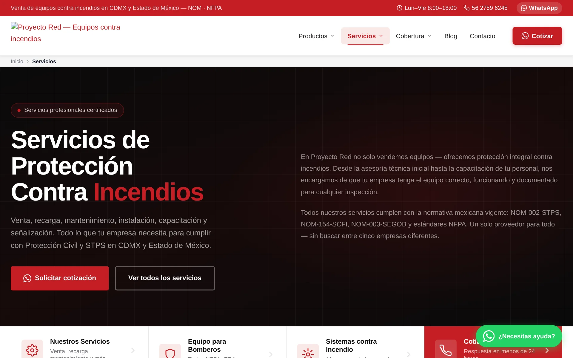 Servicios de ingeniería de ProyectoRed — diseño, instalación y dictamen