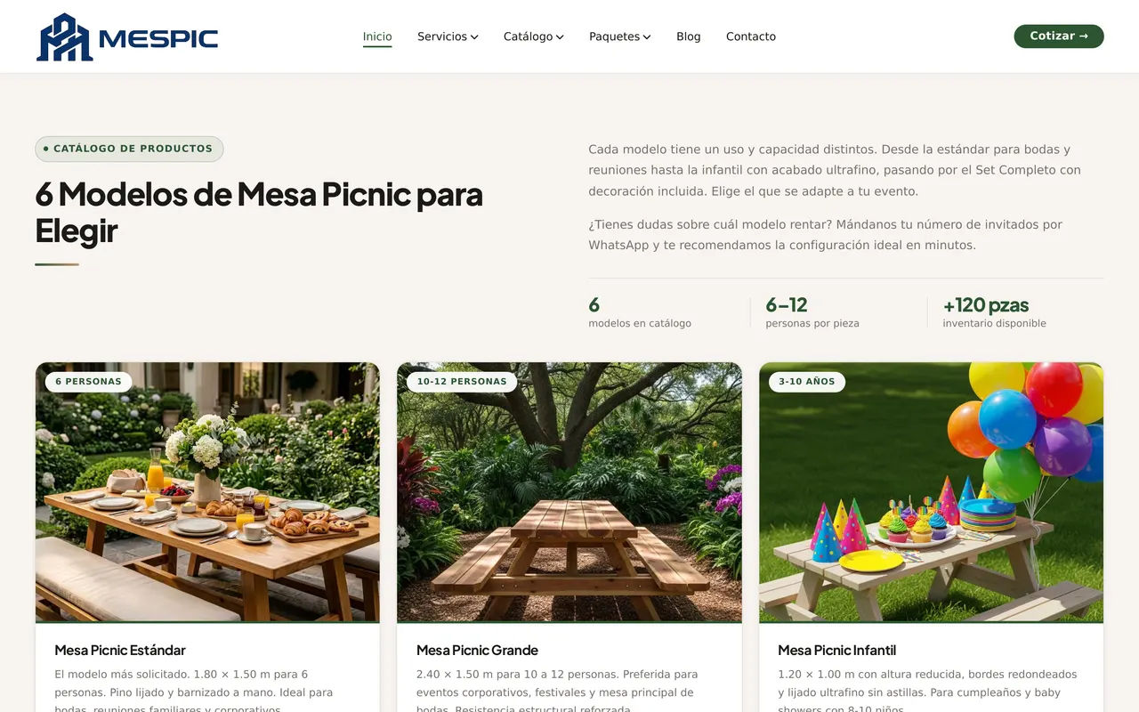 Catálogo de modelos de mesa picnic de MESPIC